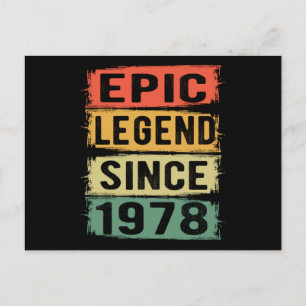 44 Years Old Bday 1978 Epic Legend 44th Birthday Postcard