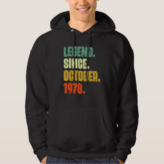 44 Years Old  Legend Since October 1978 44th Birth Hoodie