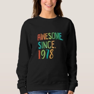 44 Yrs Old Girl Heart Floral Decor Awesome Since Sweatshirt