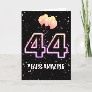 44th Birthday Balloons and Confetti Card