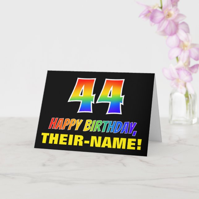 44th Birthday: Bold, Fun, Simple, Rainbow 44 Card (Orchid)