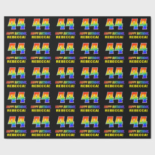 44th Birthday: Bold, Fun, Simple, Rainbow 44 Wrapping Paper