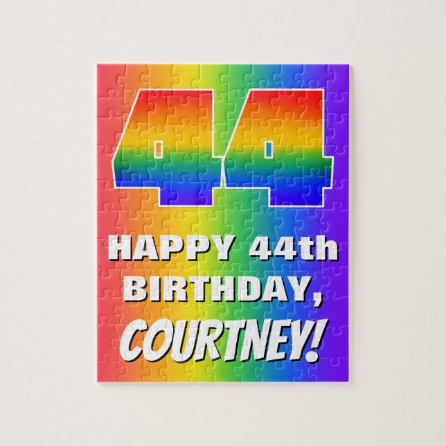 44th Birthday: Colourful, Fun Rainbow Pattern # 44 Jigsaw Puzzle (Vertical)