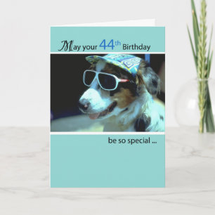 44th Birthday Dog in Funny Sunglasses Card