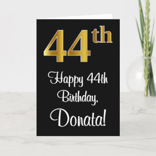 44th Birthday ~ Elegant Luxurious Faux Gold Look # Card