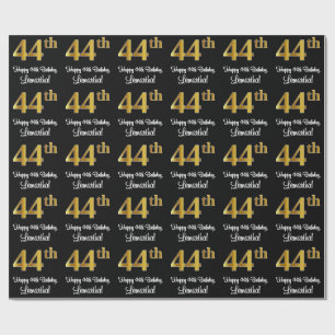 44th Birthday: Elegant Luxurious Faux Gold Look # Wrapping Paper