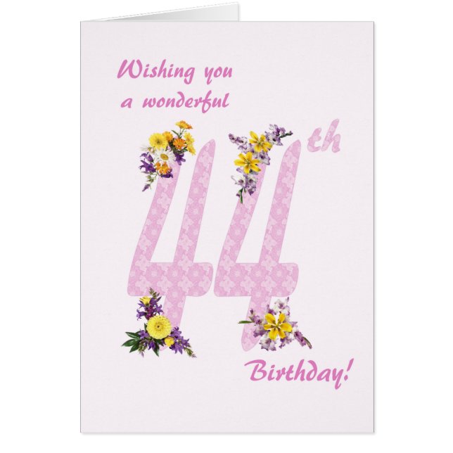 44th Birthday Flower Decorated Numbers (Front)
