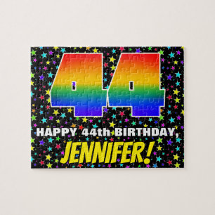 44th Birthday — Fun, Colourful Star Field Pattern Jigsaw Puzzle