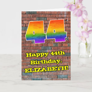 44th Birthday: Fun Graffiti-Inspired Rainbow 44 Card