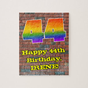 44th Birthday: Fun Graffiti-Inspired Rainbow 44 Jigsaw Puzzle