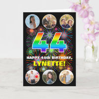 44th Birthday: Fun Rainbow #, Custom Name & Photos