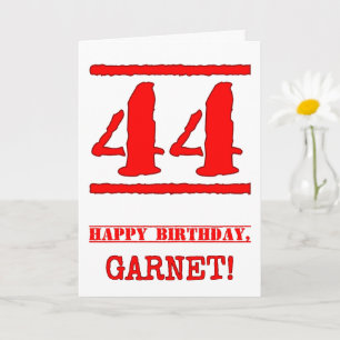 44th Birthday: Fun, Red Rubber Stamp Inspired Look Card
