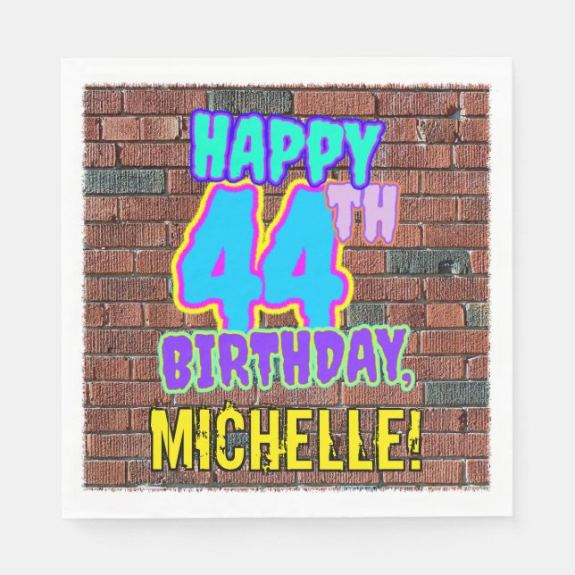 44th Birthday ~ Fun, Urban Graffiti Inspired Look Napkin (Front)
