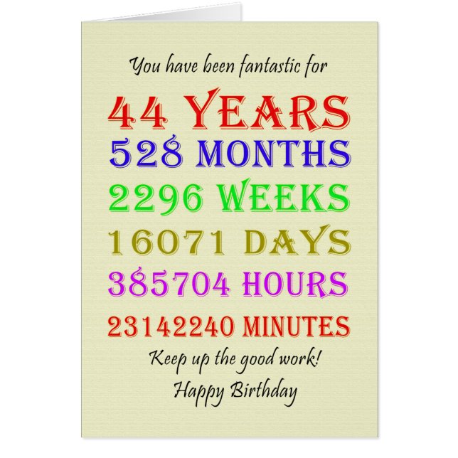 44th Birthday Milestones (Front)