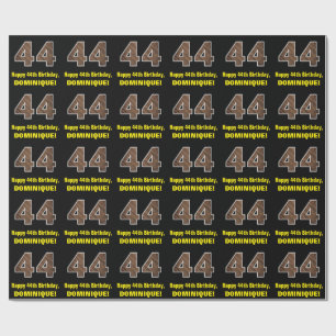 44th Birthday: Name & Faux Wood Grain Pattern "44" Wrapping Paper