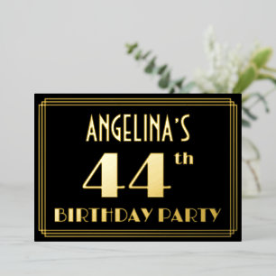 44th Birthday Party: Art Deco Look “44”, w/ Name