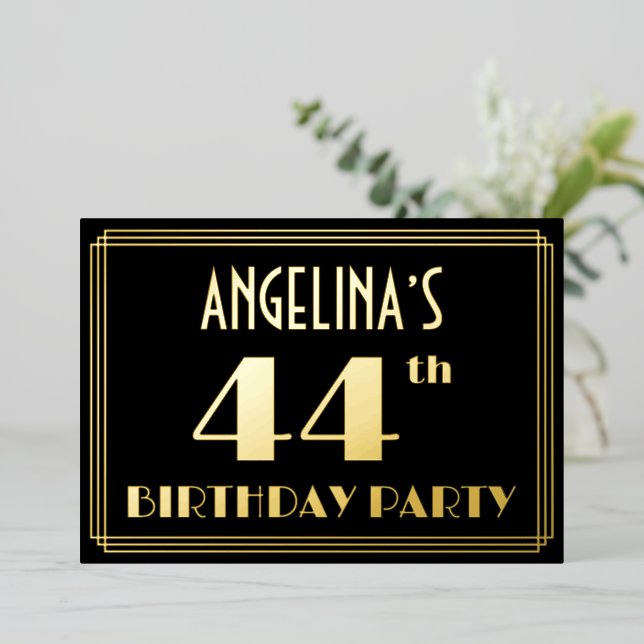 44th Birthday Party: Art Deco Look “44”, w/ Name (Standing Front)