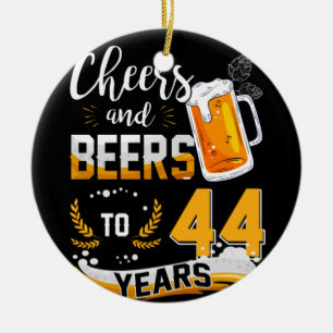 44th Birthday Party Cheers And Beers To 44 Years Ceramic Tree Decoration