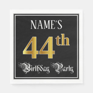 44th Birthday Party — Fancy Script, Faux Gold Look Napkin
