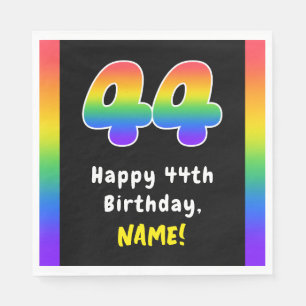 44th Birthday: Rainbow Spectrum # 44, Custom Name Napkin