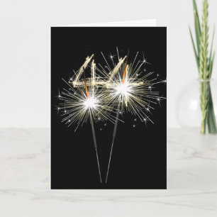 44th Birthday Sparklers on Black  Card