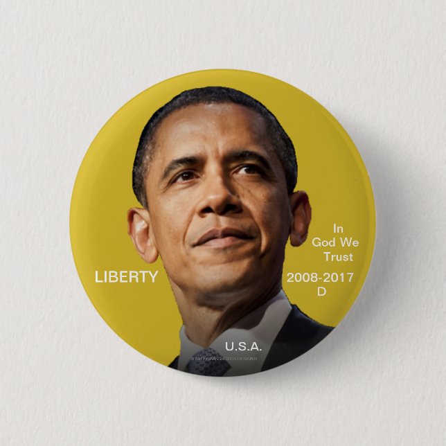 44th POTUS Barack Obama 2008-2017 Gold Coin (Faux) 6 Cm Round Badge (Front)
