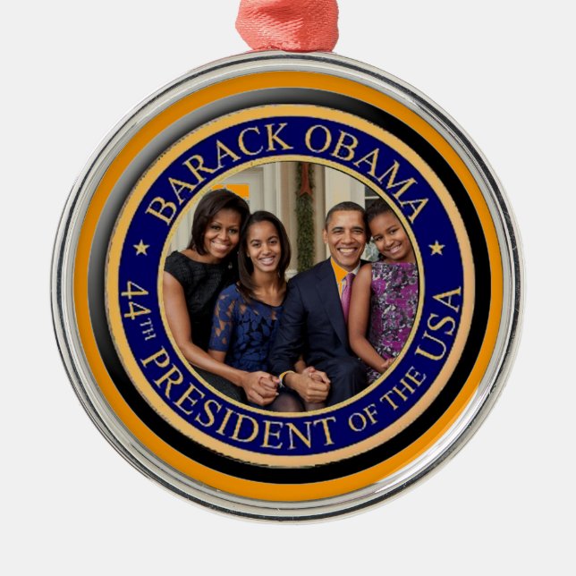44th President Barack Obama 2013 Inauguration Metal Tree Decoration (Front)