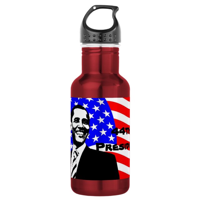 44th President, Barack Obama and Flag Water Bottle (Front)