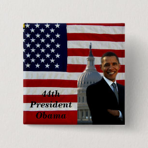 44th President Barack Obama_Button_by Elenne 15 Cm Square Badge