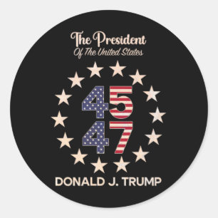 45 47 Donald Trump 2024 American Flag (on Byck) Classic Round Sticker