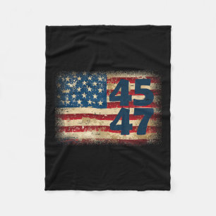 45 47 Donald Trump 2025 American Flag  Fleece Blanket