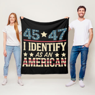 45 47 I Identify As An American Flag Trump Vintage Fleece Blanket