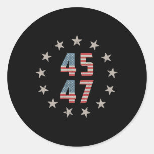 45 47 President Retro Vintage Usa Flag 2024 Presid Classic Round Sticker