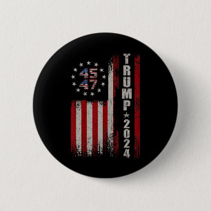 45 47 Trump 2024 American Flag 6 Cm Round Badge