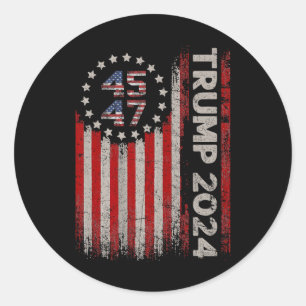 45 47 Trump 2024 American Flag Classic Round Sticker