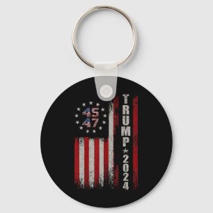 45 47 Trump 2024 American Flag  Key Ring