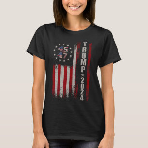 45 47 Trump 2024 American Flag T-Shirt