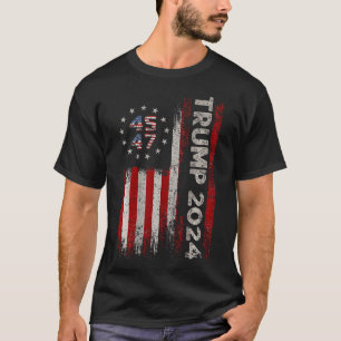 45 47 Trump 2024 American Flag T-Shirt