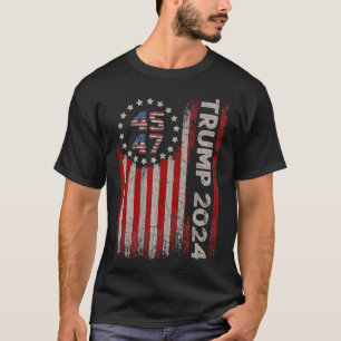 45 47 Trump 2024 American Flag T-Shirt