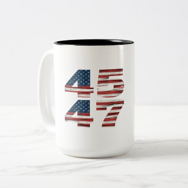 **45 47 Trump 2024* Two-Tone Coffee Mug (Front Left)