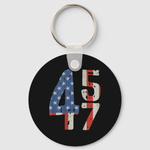 45 47 Trump 2025 American Flag (on Back)  Key Ring