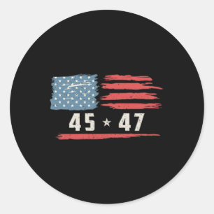 45 47 Trump President Vintage American Flag 2024 P Classic Round Sticker