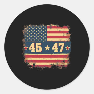 45 47 Trump President Vintage American Flag  Classic Round Sticker