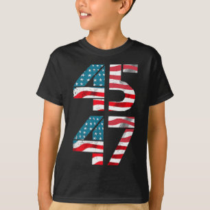 45 47 Trump President Vintage American Flag Pocket T-Shirt