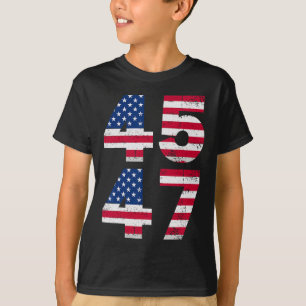 45 47 Trump President Vintage Usa American Flag Me T-Shirt