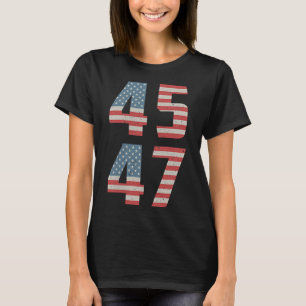 45 47 Trump Vintage Retro Usa Flag 2025 President  T-Shirt