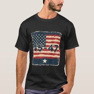 45 47 Trump Vintage Usa Flag  T-Shirt