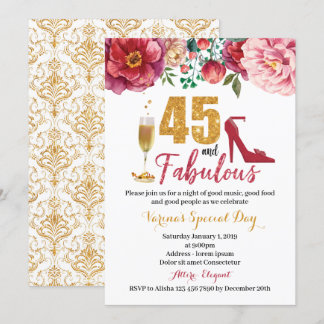 45 and Fabulous Birthday Invitation for Women
