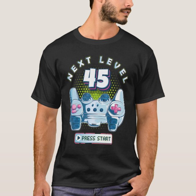 45 Birthday Gamer Next Level 45 Gaming Controller  T-Shirt (Front)