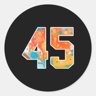 45 Colourful Sports Team Numbers Front And Back Classic Round Sticker